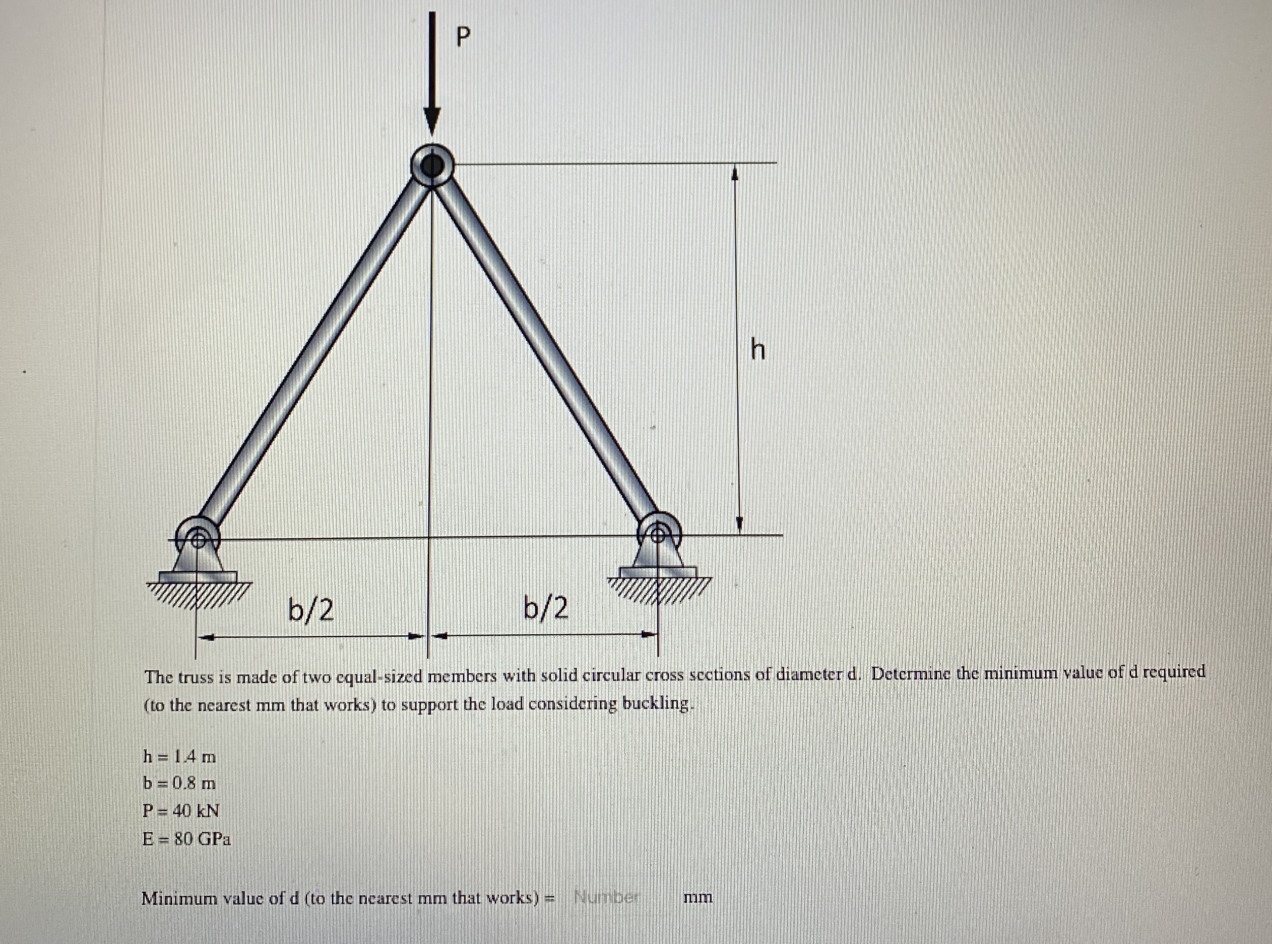 The truss is made of two equal - sized members