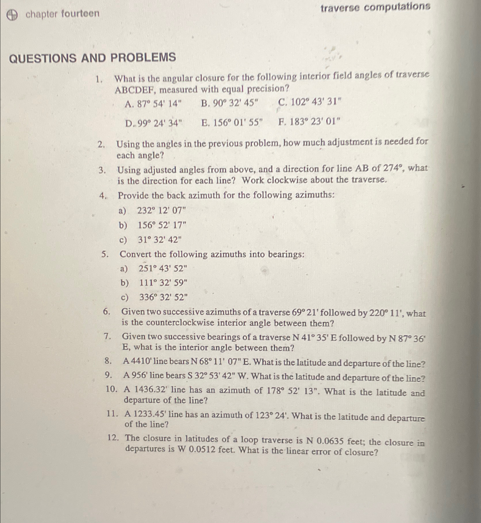 ( 1 ) chapter fourtoen traverse computations