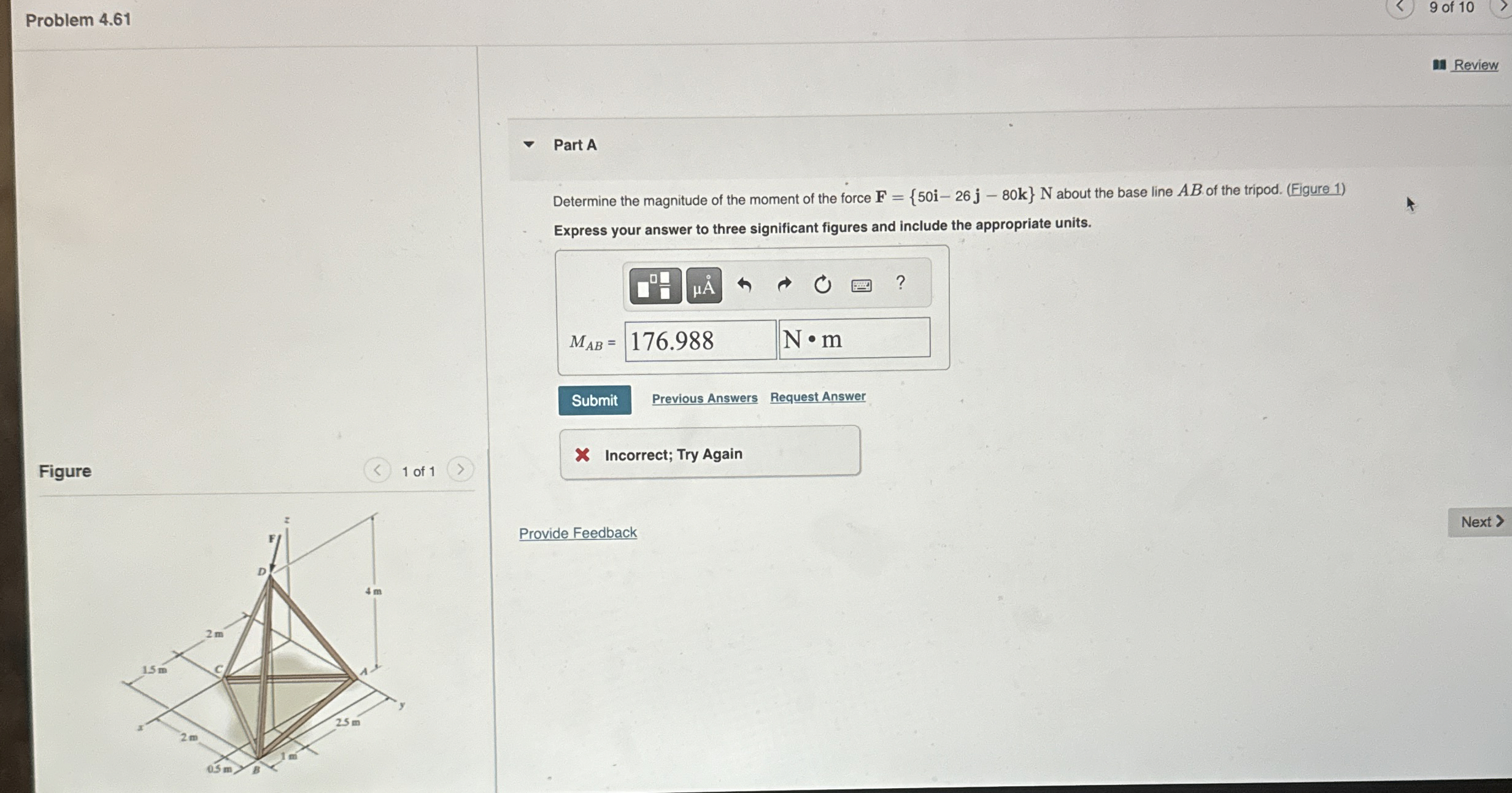 Problem 4 . 6 1 9 of 1 0 Review Part A Determine