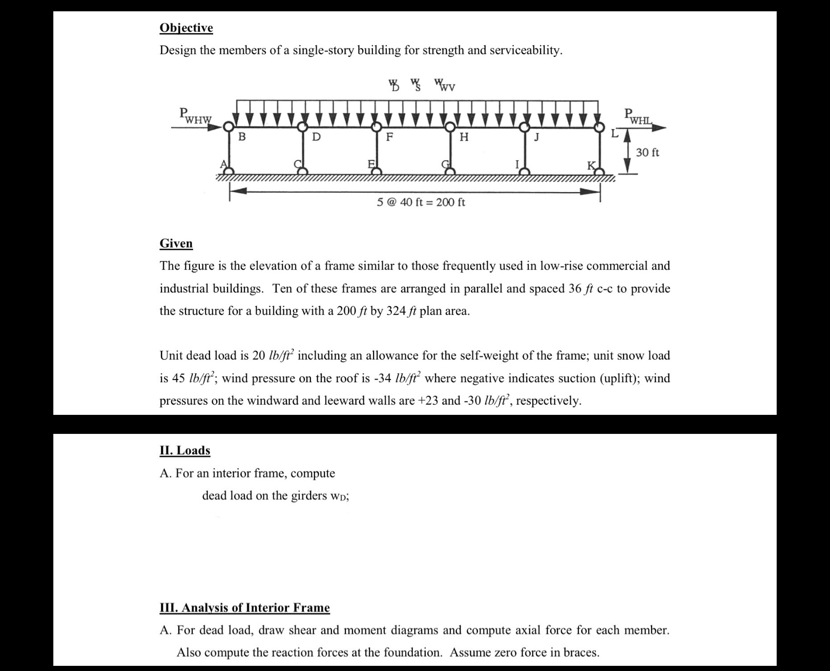Objective Design the members of a single - story