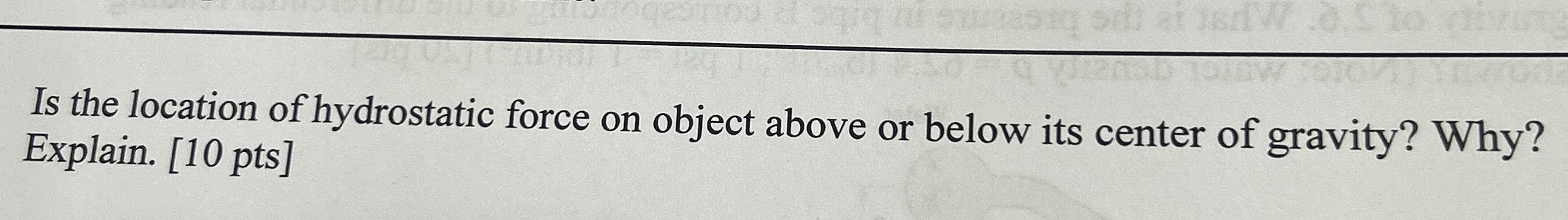 Is the location of hydrostatic force on object