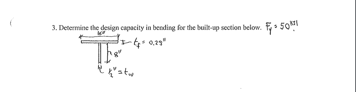 Determine the desion canacitv in bending for the
