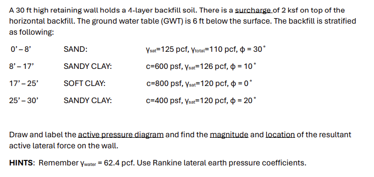 A 3 0 f t high retaining wall holds a 4 - layer