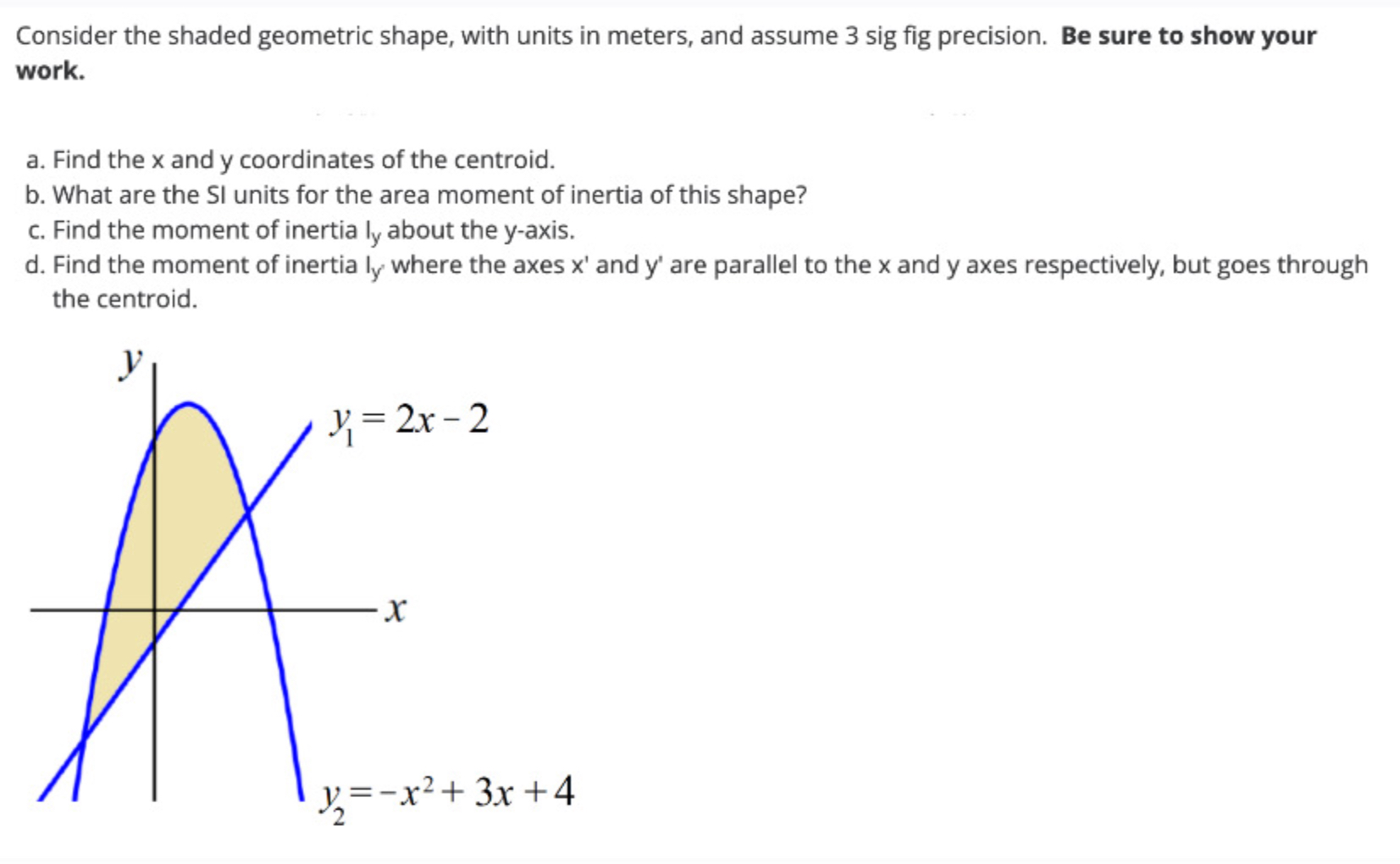 Consider the shaded geometric shape, with units