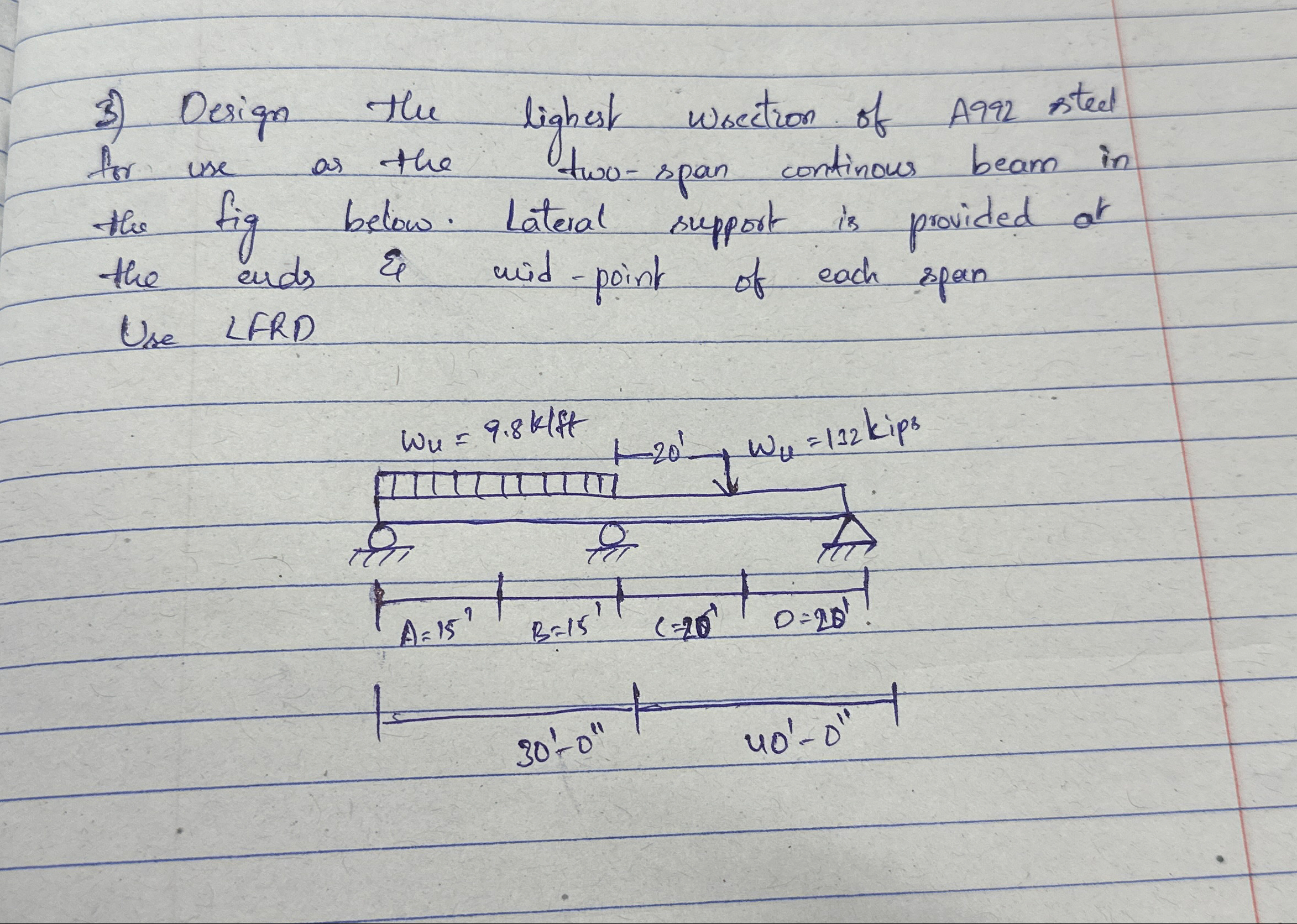 Design the lighest wsection of A 9 9 2 sted for