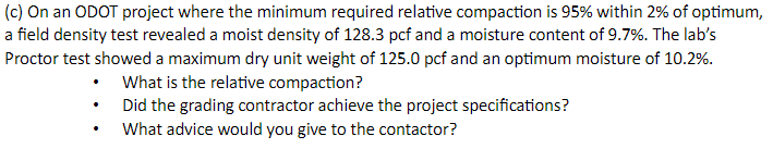 ( c ) On an ODOT project where the minimum