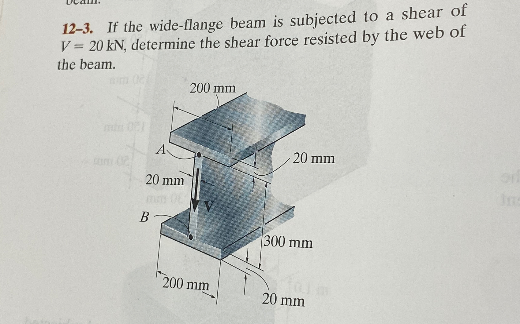 1 2 - 3 . If the wide - flange beam is subjected