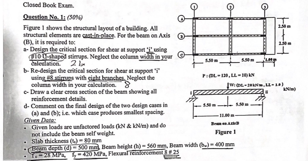 Closed Book Exam. Question No . 1 : ( 5 0 % )