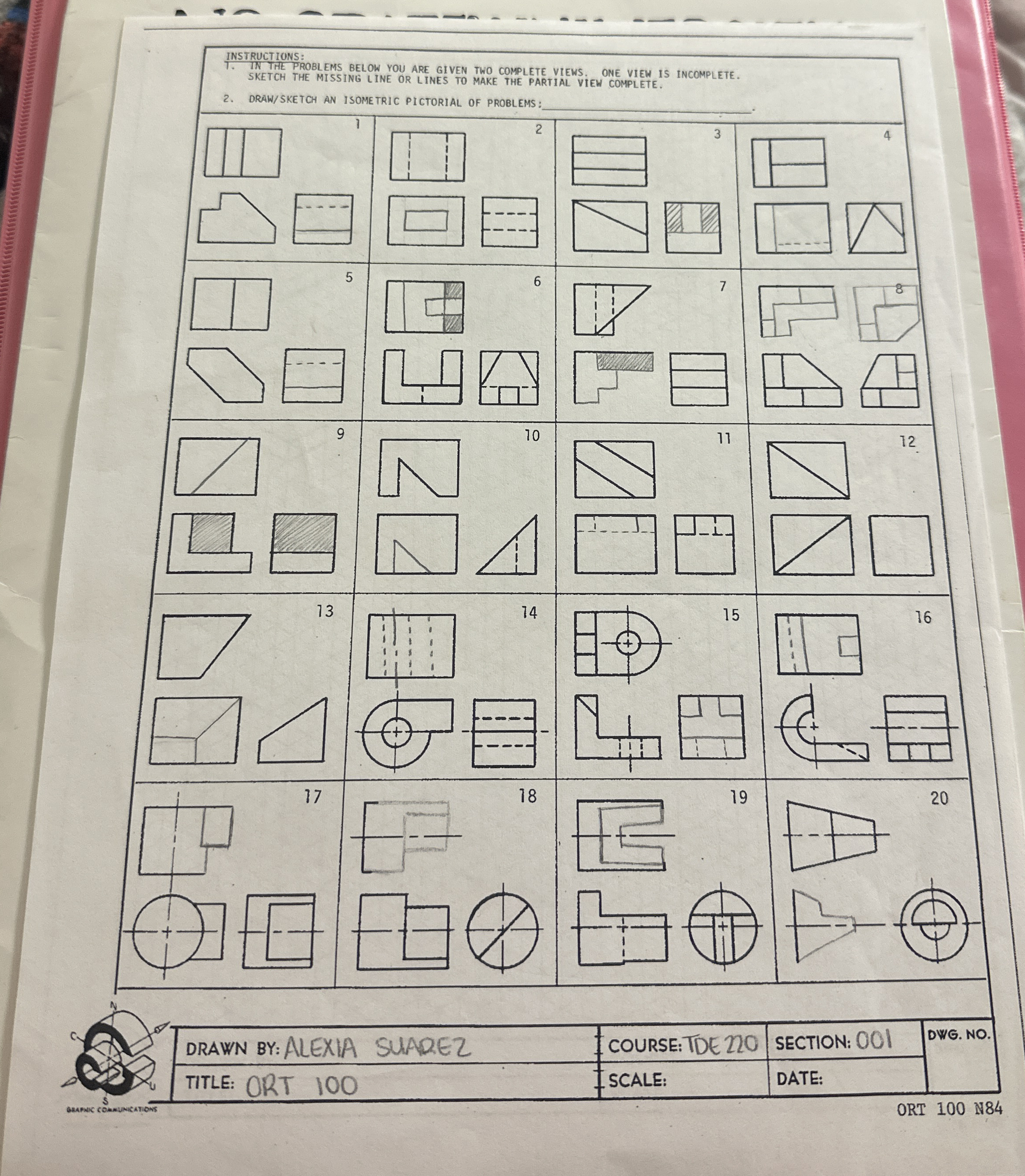 INSTRUCTIONS: IN THE PROBLEMS BELOW YOU ARE GIVEN