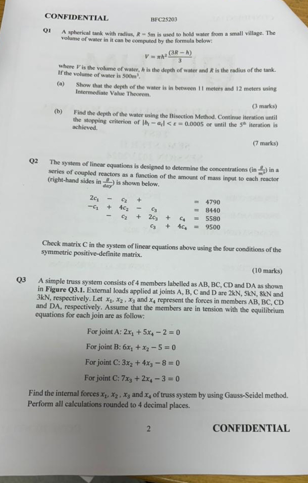 CONFIDENTIAL BFC 2 5 2 0 3 Q 1 A spherical tank