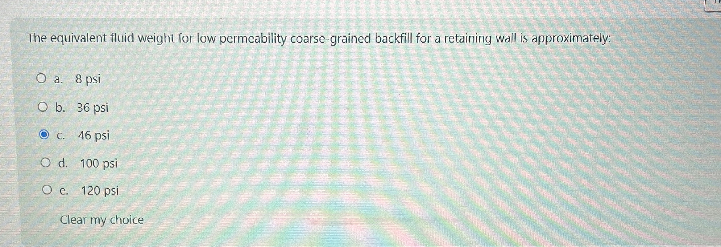The equivalent fluid weight for low permeability