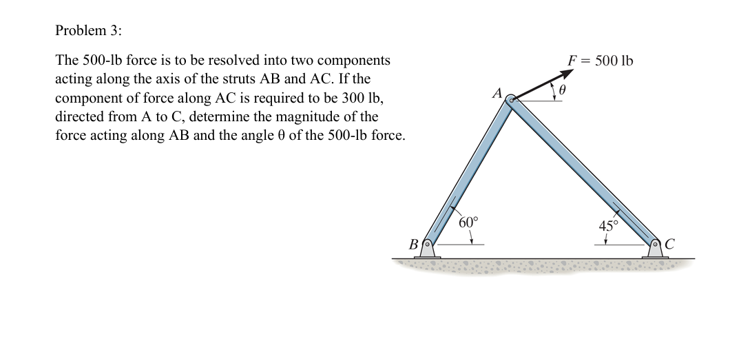 Problem 3 : The 5 0 0 - l b force is to be