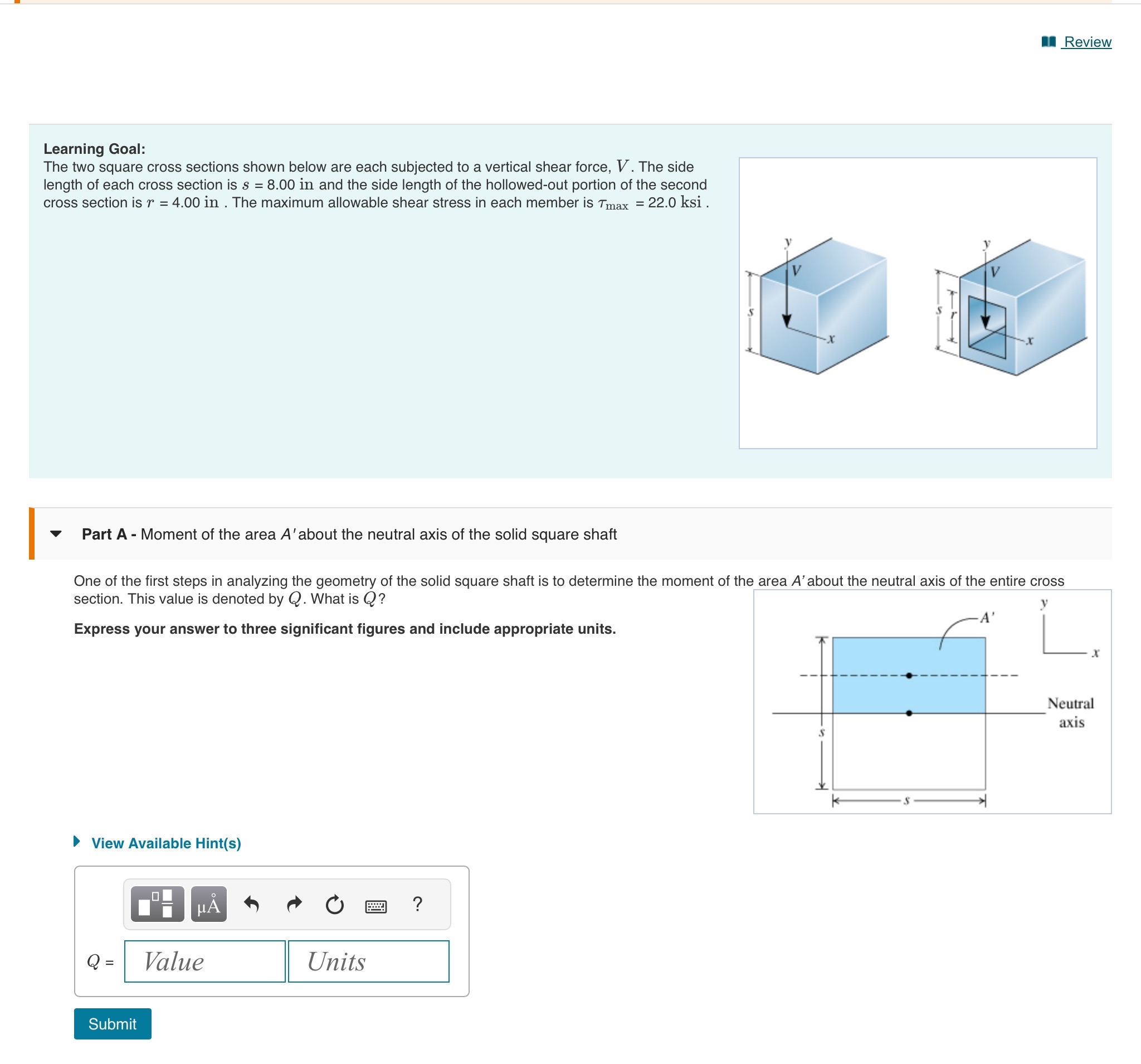 Review Learning Goal: The two square cross