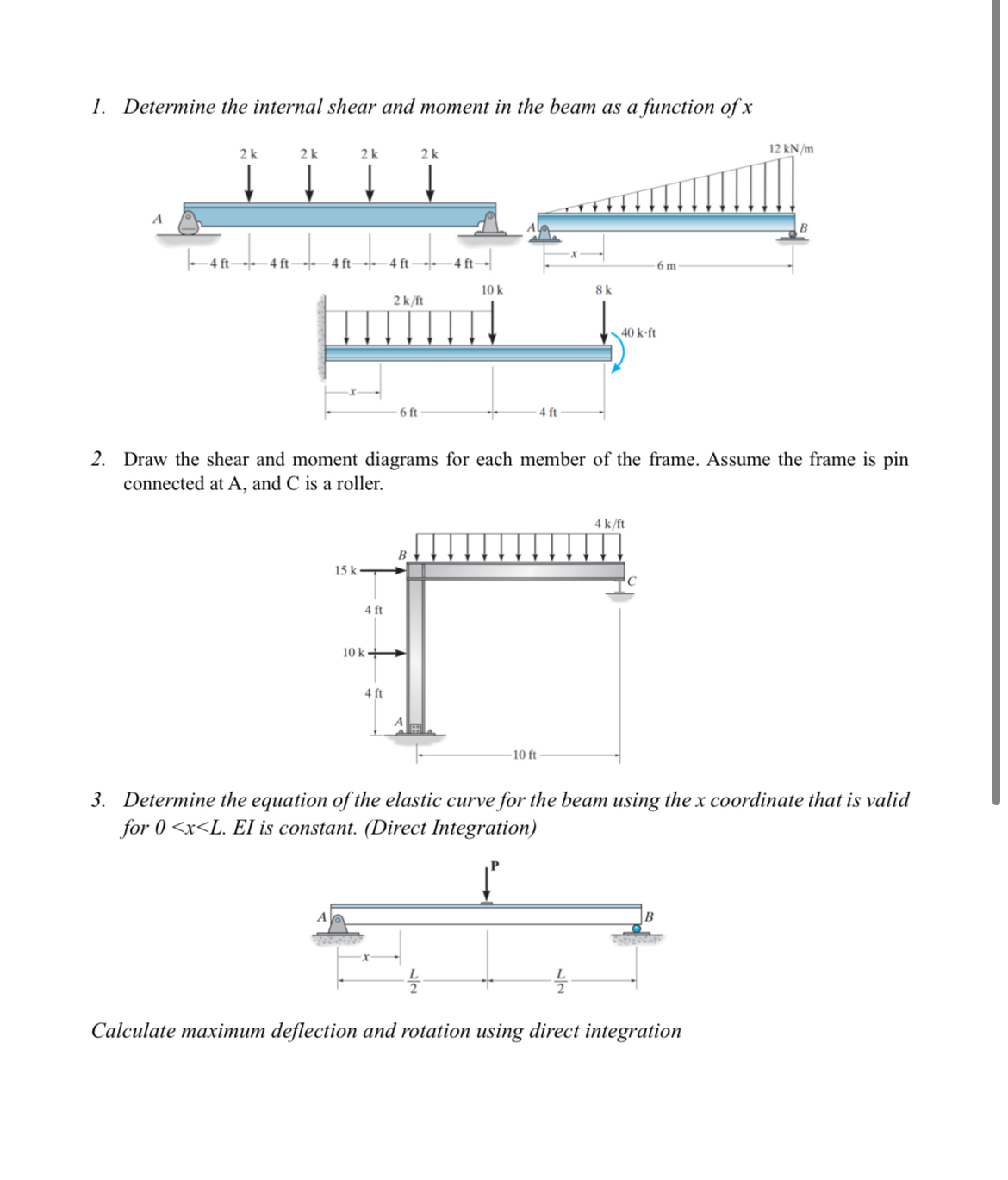 Determine the internal shear and moment in the