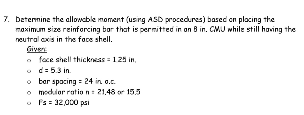 Determine the allowable moment ( using ASD
