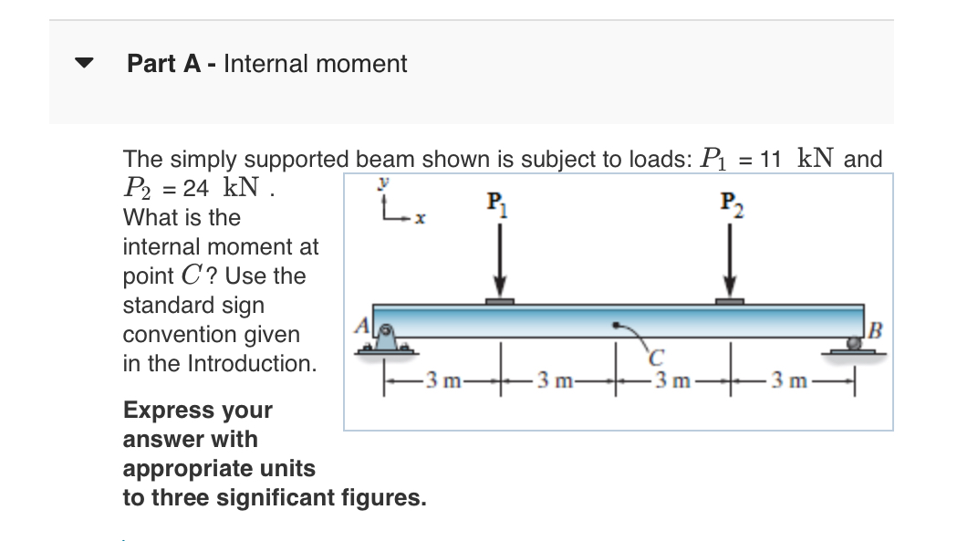 Part A - Internal moment The simply supported