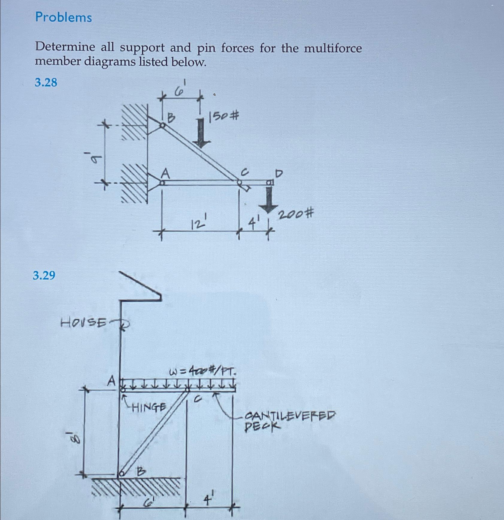 Determine all support forces and pin forces for