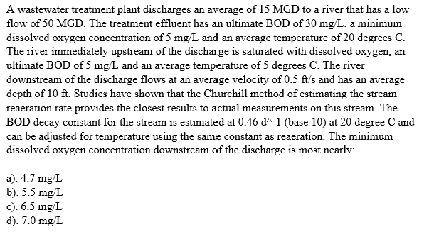 A wastewater treatment plant discharges an