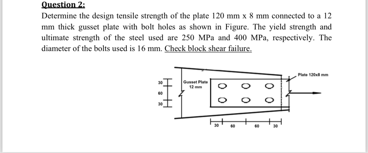 Question 2 : Determine the design tensile