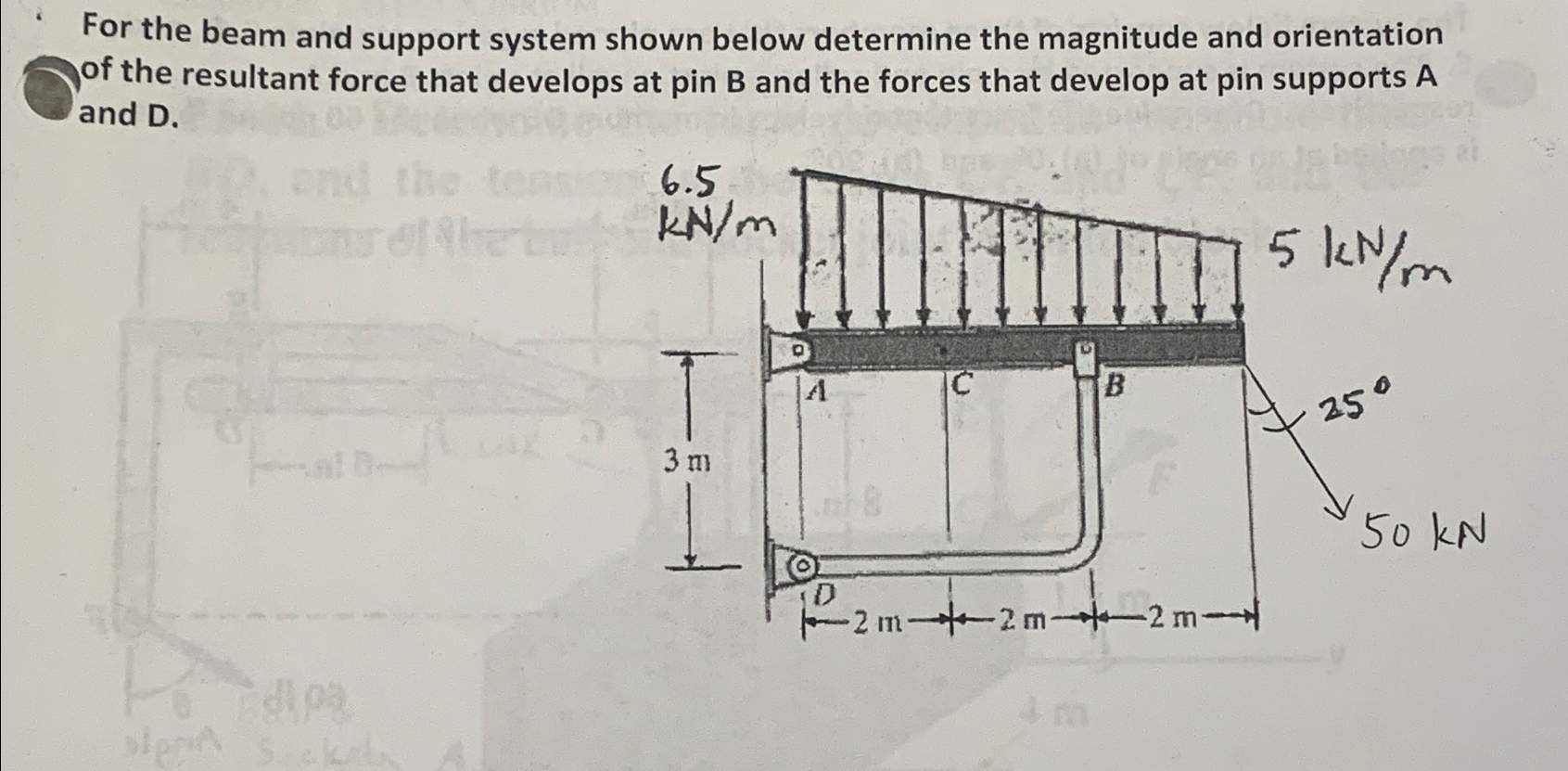 For the beam and support system shown below