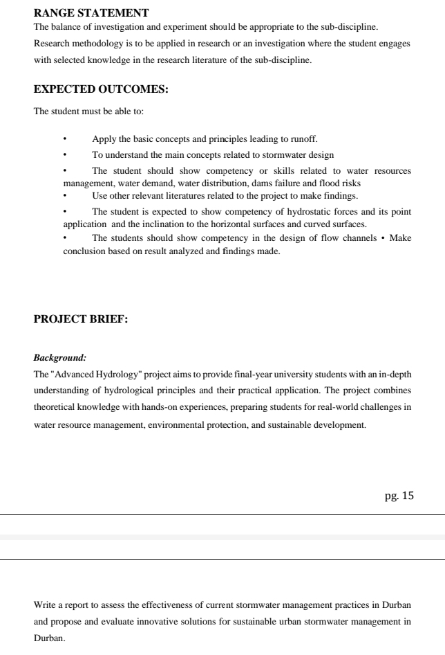 RANGE STATEMENT The balance of investigation and