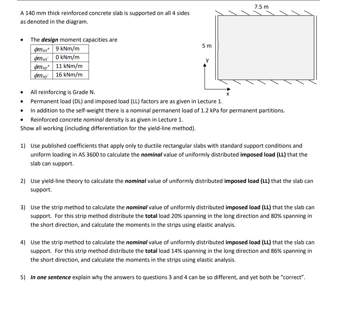 A 1 4 0 m m thick reinforced concrete slab is