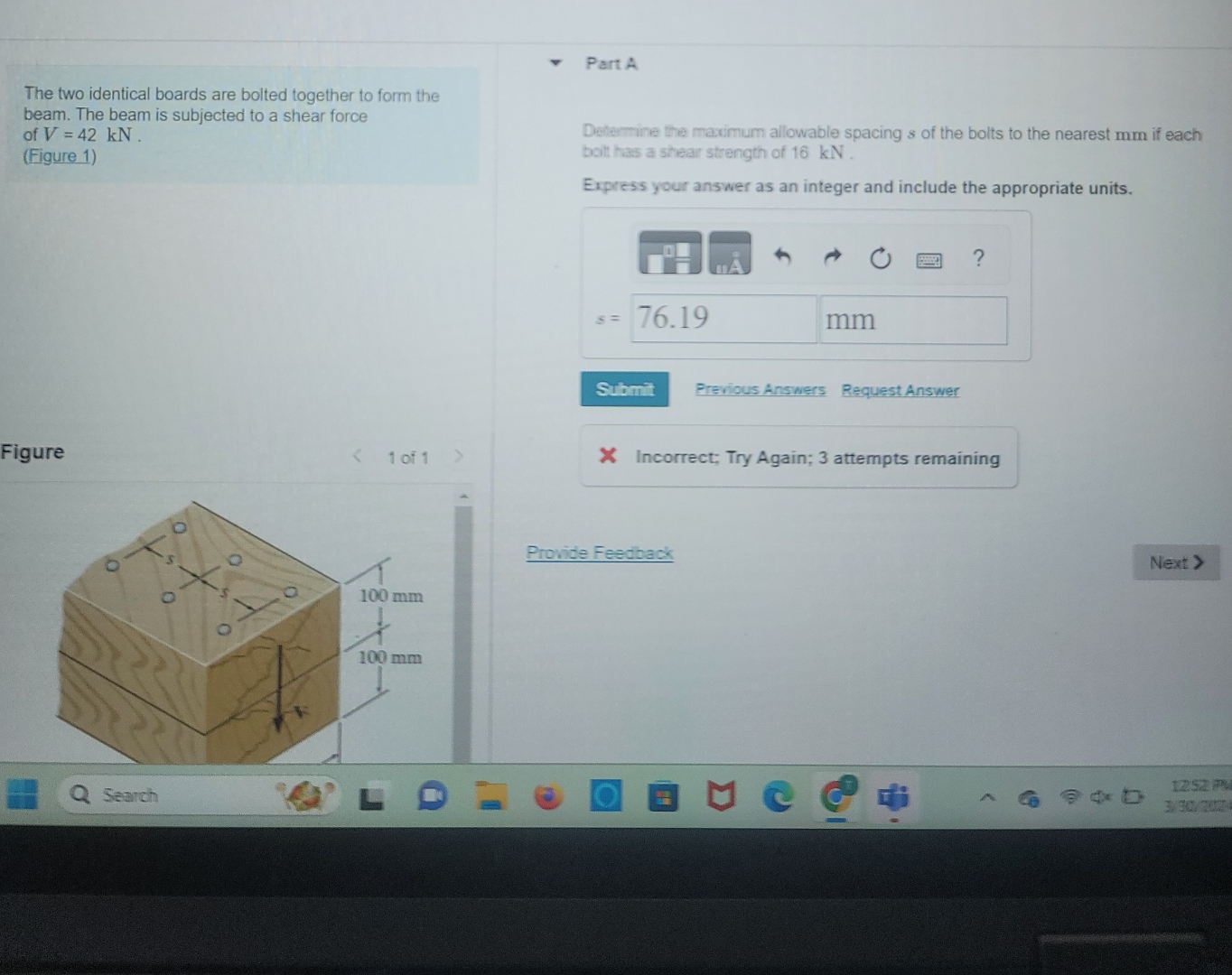 Part A The two identical boards are bolted