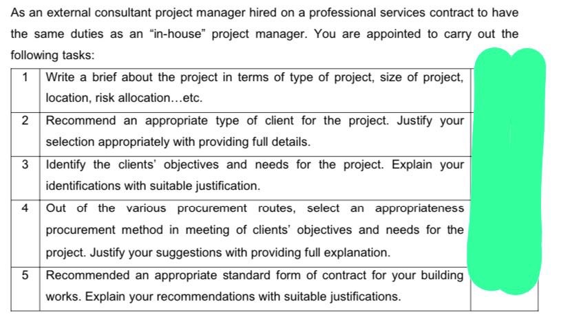 As an external consultant project manager hired