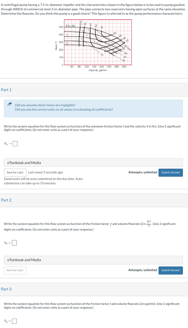 A centrifugal pump having a 7 . 5 - in . -