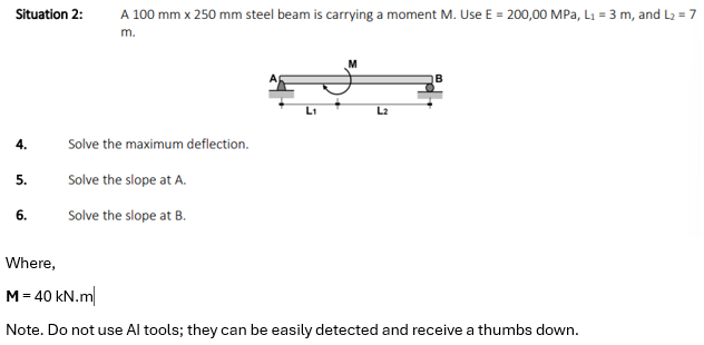 Situation 2 : , A 1 0 0 m m 2 5 0 m m steel beam