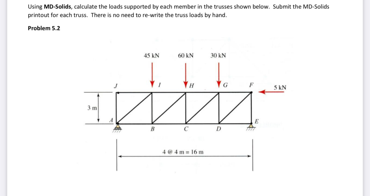 Using MD - Solids, calculate the loads supported
