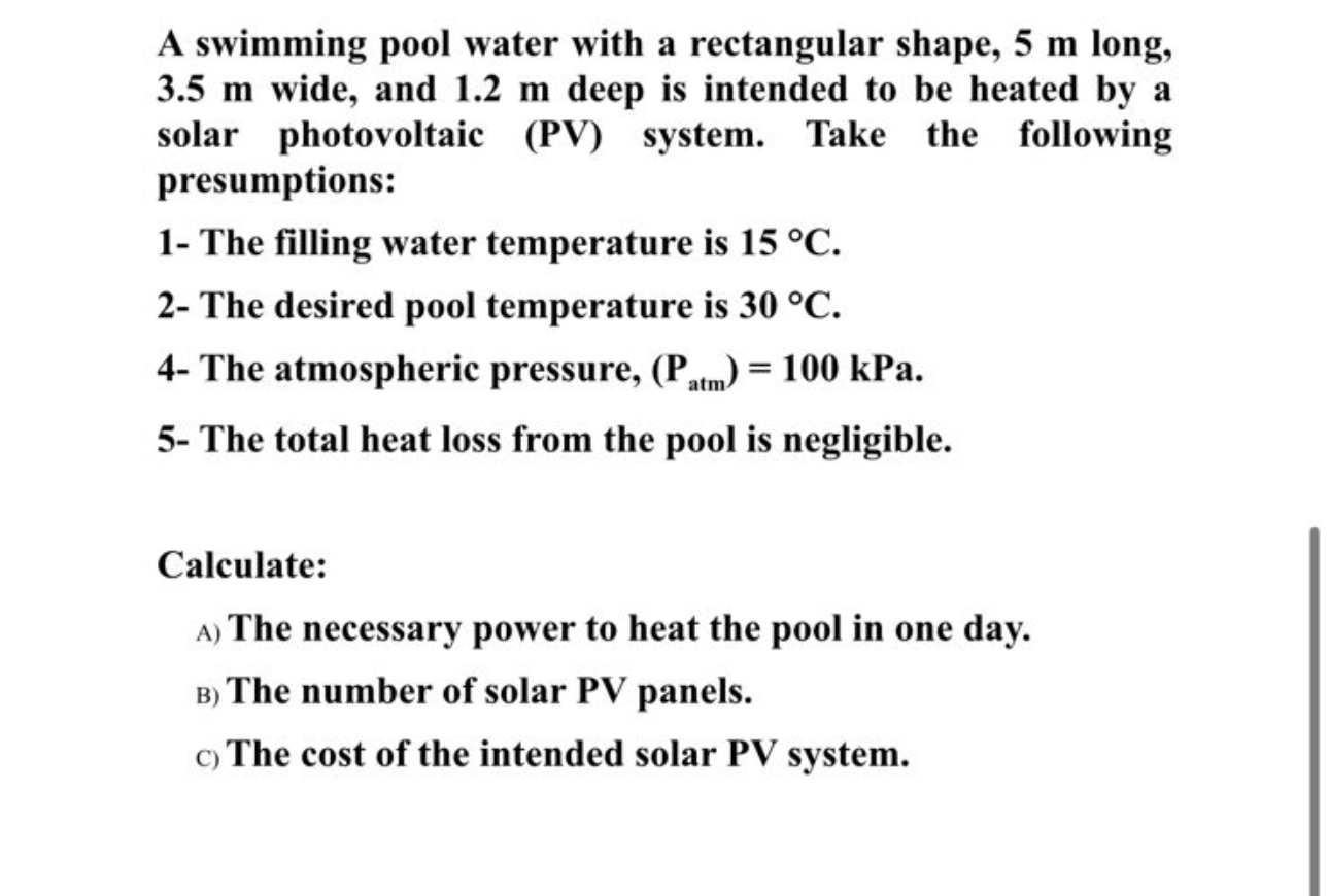 A swimming pool water with a rectangular shape, 5
