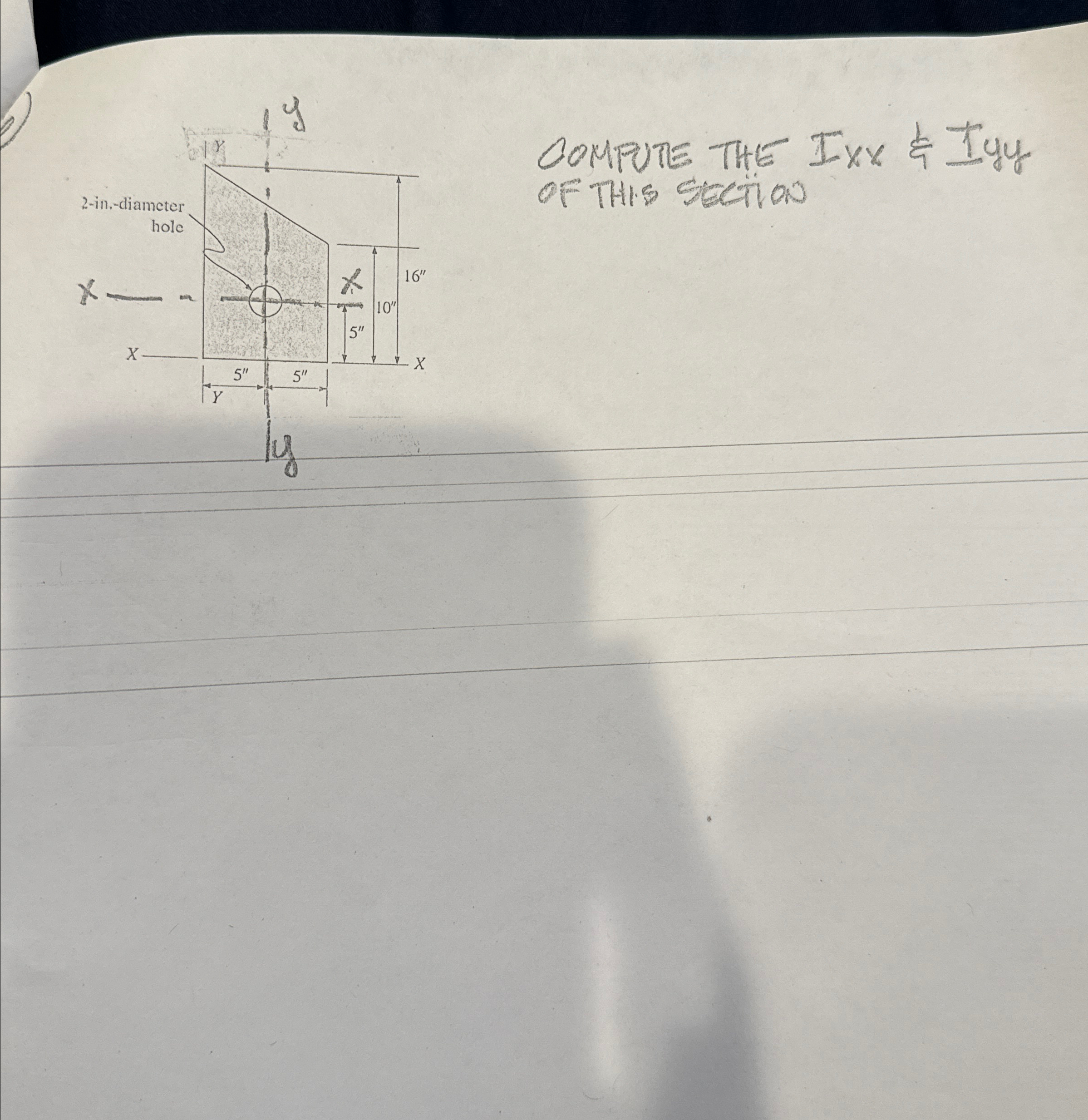 COMPUTE THE Ixx & Iyy of This SeCtion