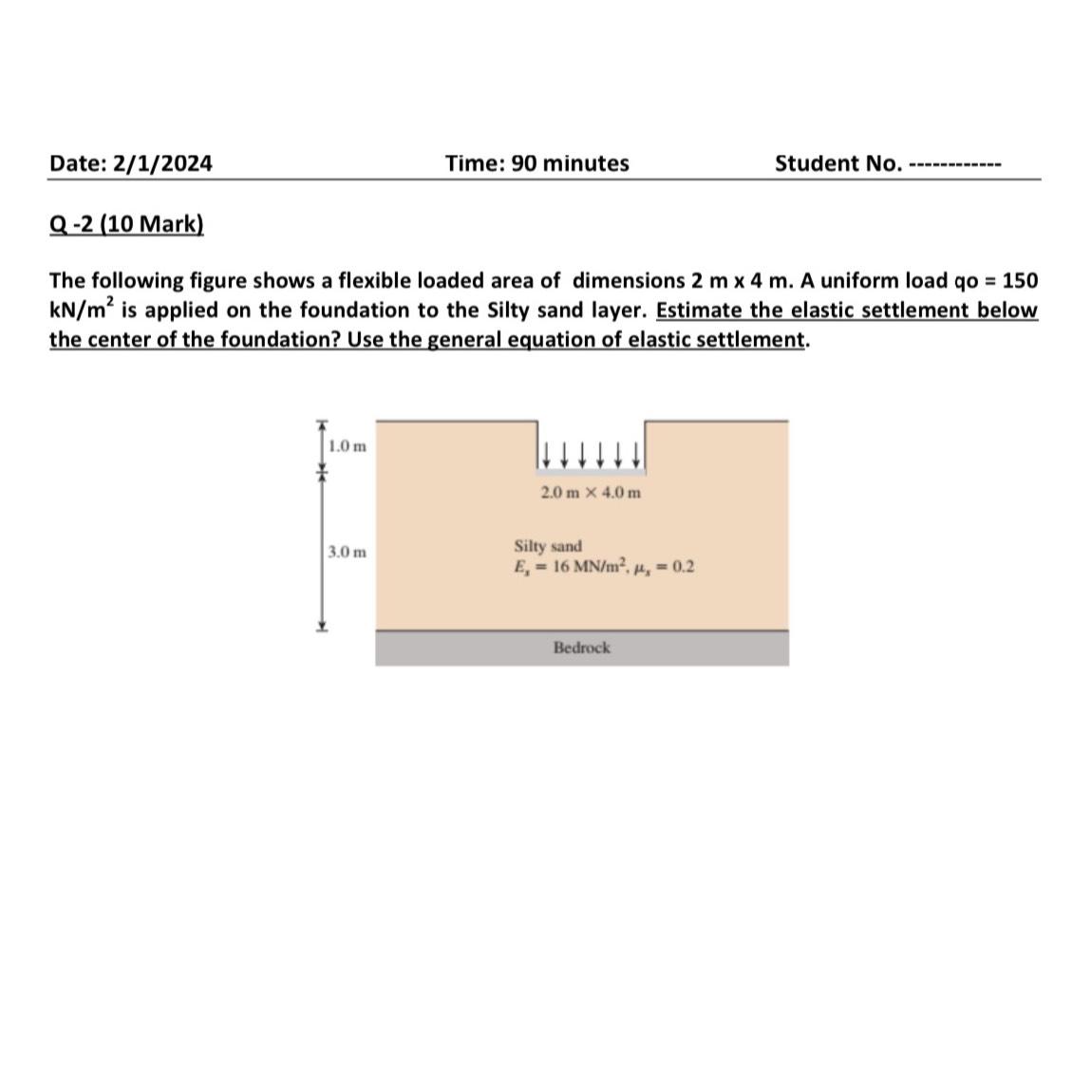 Date: 2 1 ? 2 0 2 4 Time: 9 0 minutes Student No
