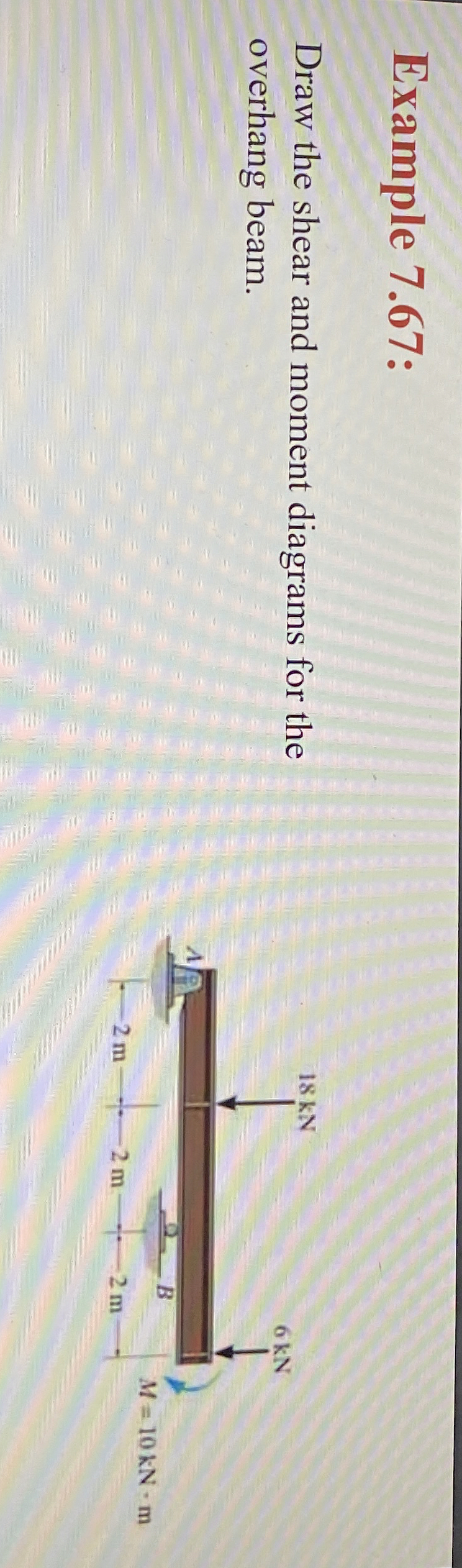 Example 7 . 6 7 : Draw the shear and moment