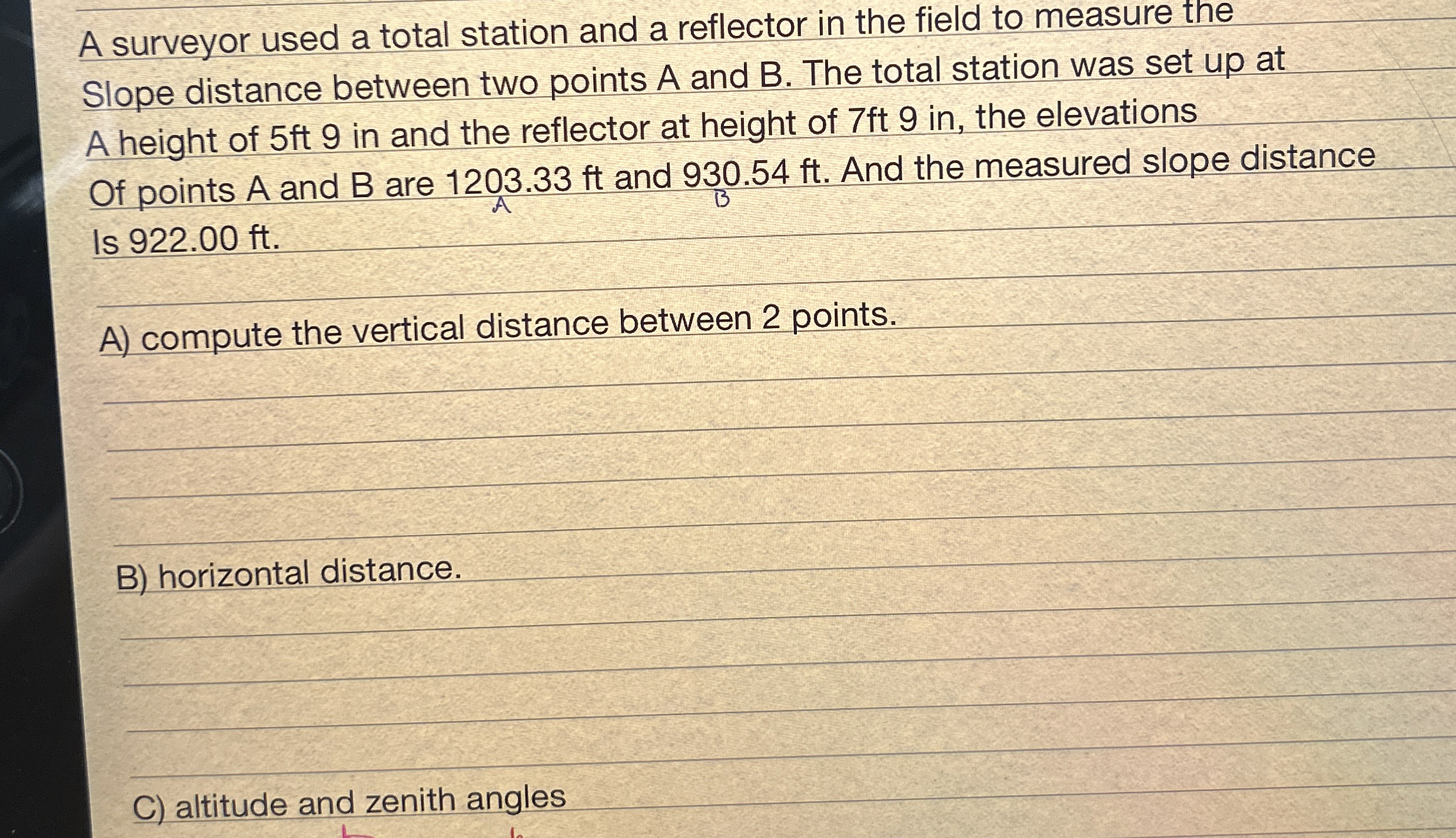 A surveyor used a total station and a reflector
