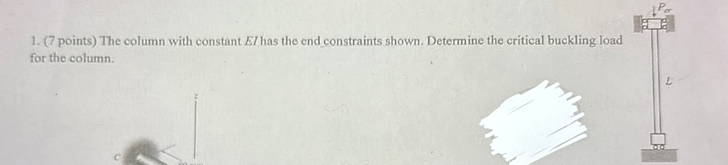 ( 7 points ) The column with constant EI has the