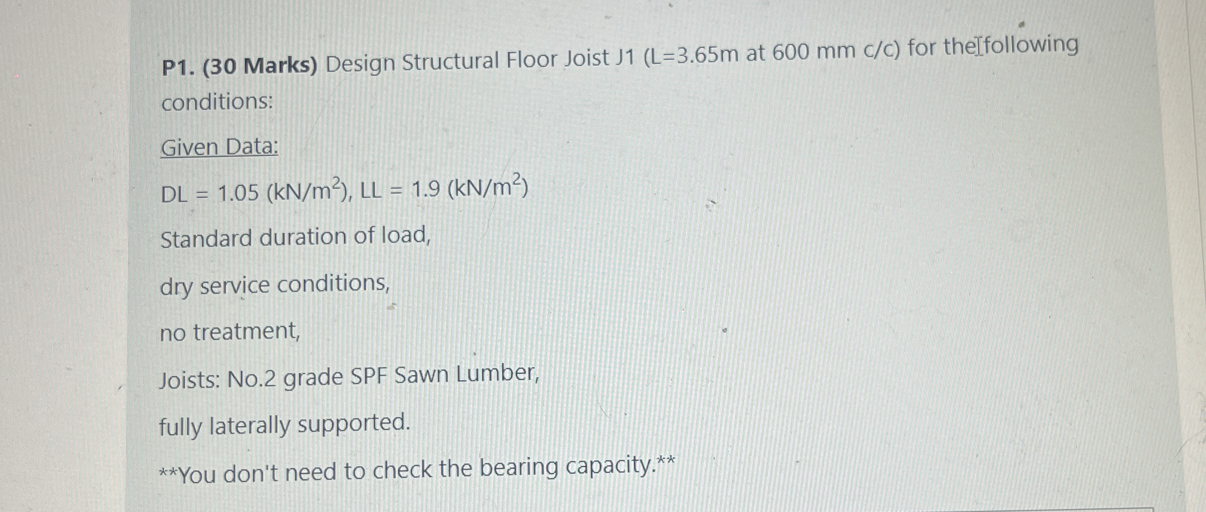 Design Structural Floor Joist J 1 ( L = 3 . 6 5 m