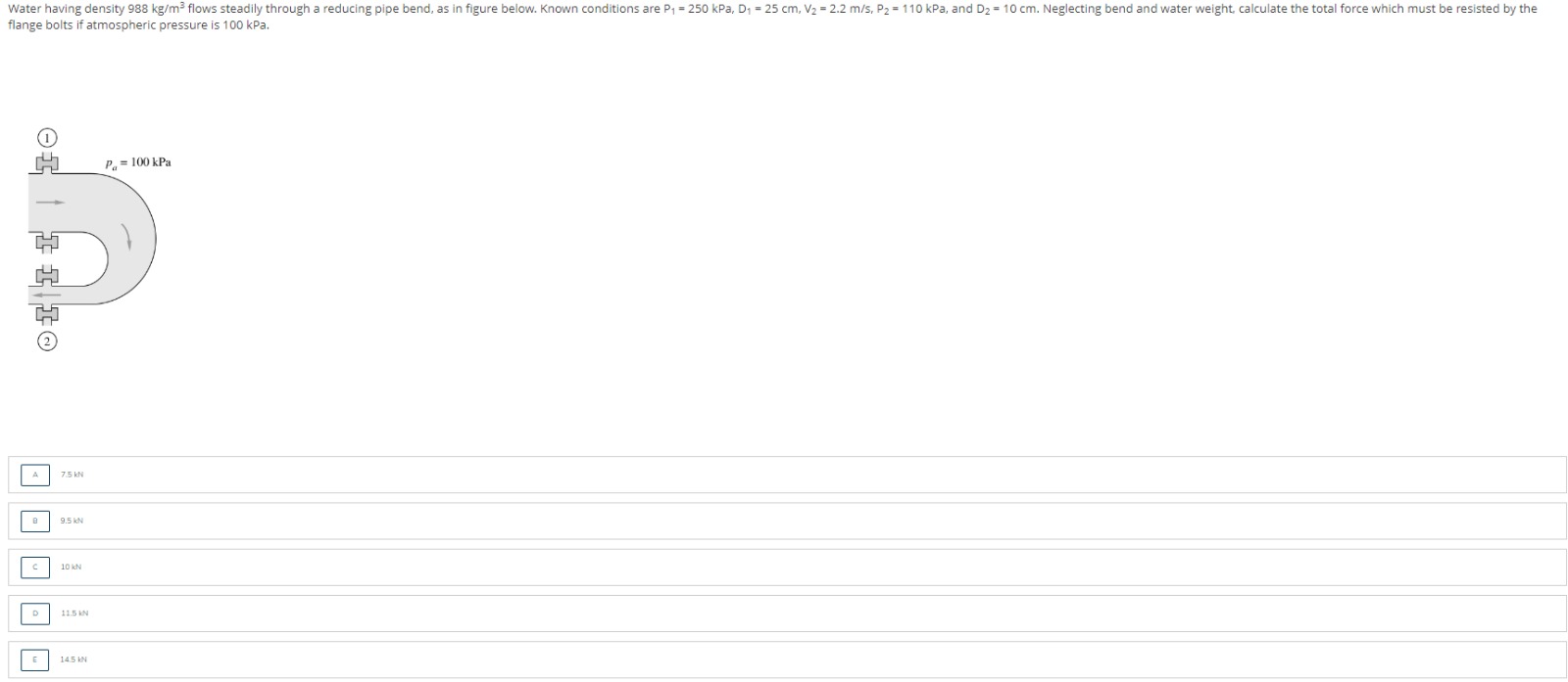 flange bolts if atmospheric pressure is 1 0 0