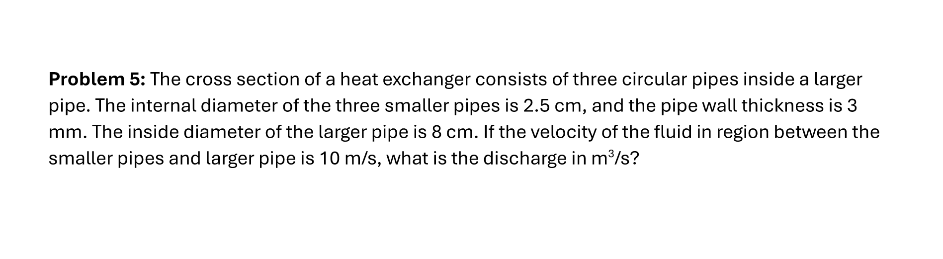 Problem 5 : The cross section of a heat exchanger