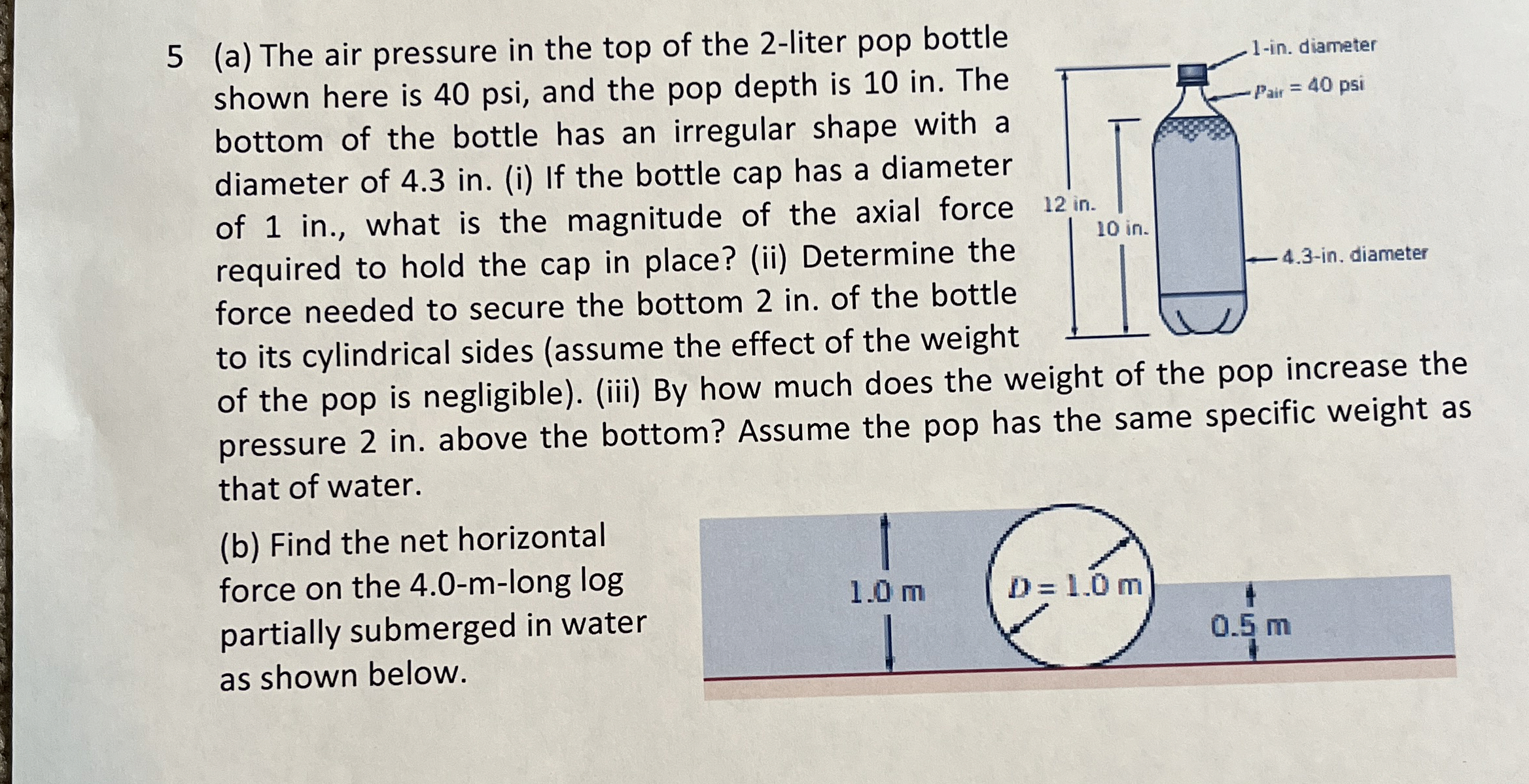 5 ( a ) The air pressure in the top of the 2 -
