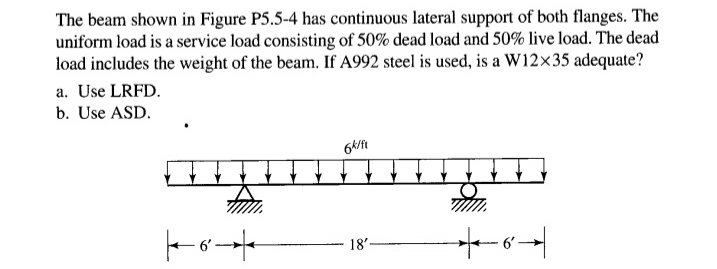 The beam shown in Figure P 5 . 5 - 4 has