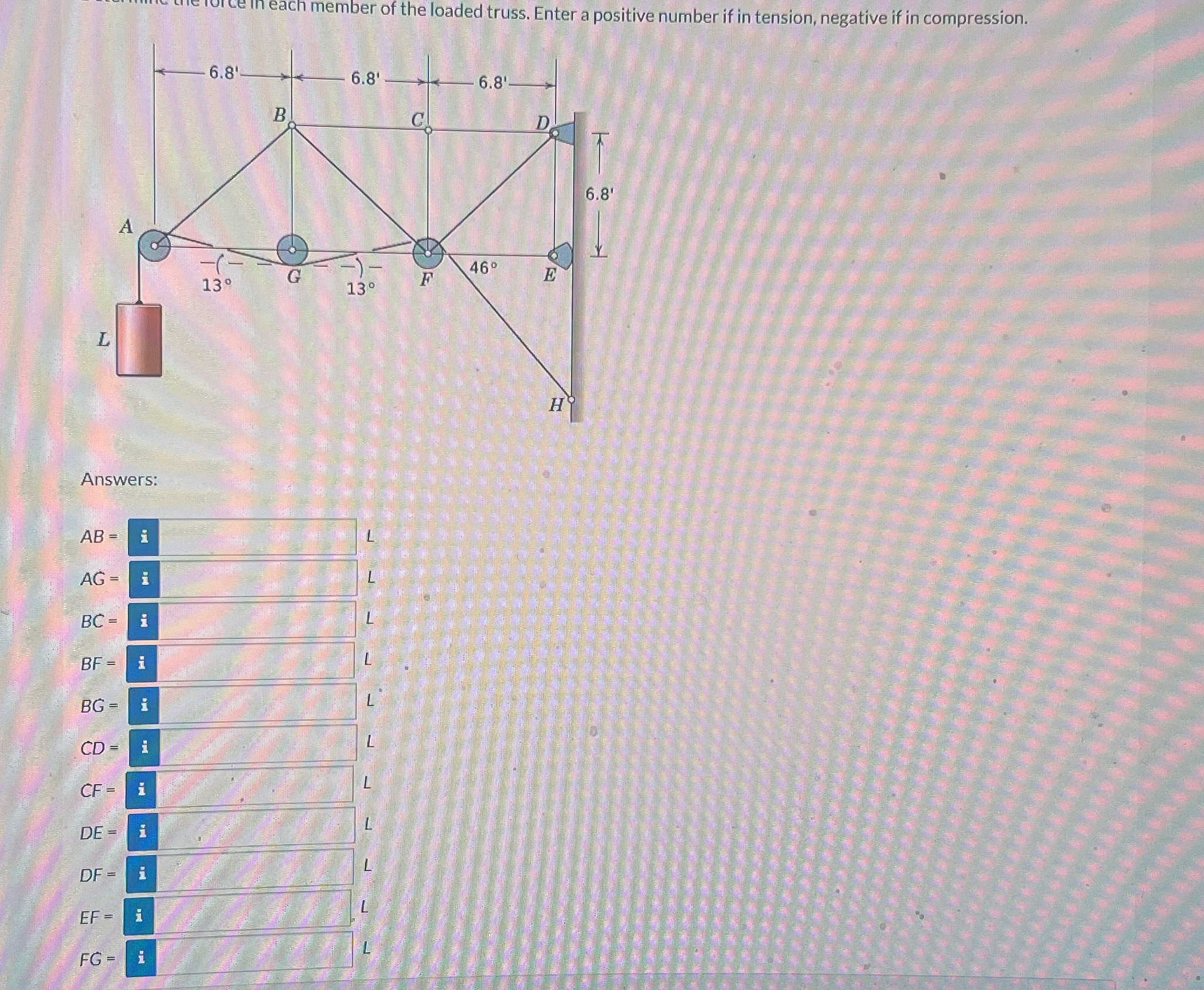 . Answers: \ table [ [ A B = , L