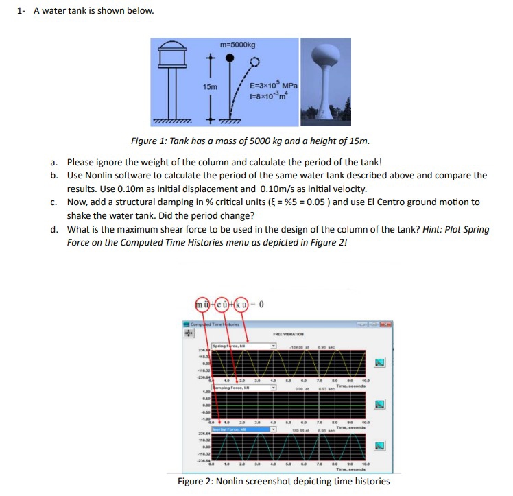 1 - A water tank is shown below. Figure 1 : Tank