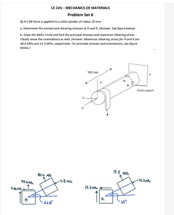 CE 2 2 4 - MECHANICS OF MATERIALS Problem Set 6 1