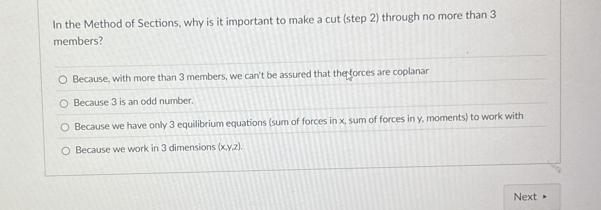 In the Method of Sections, why is it important to