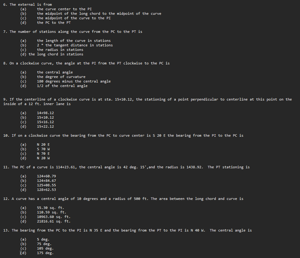 The external is from ( a ) the curve center to