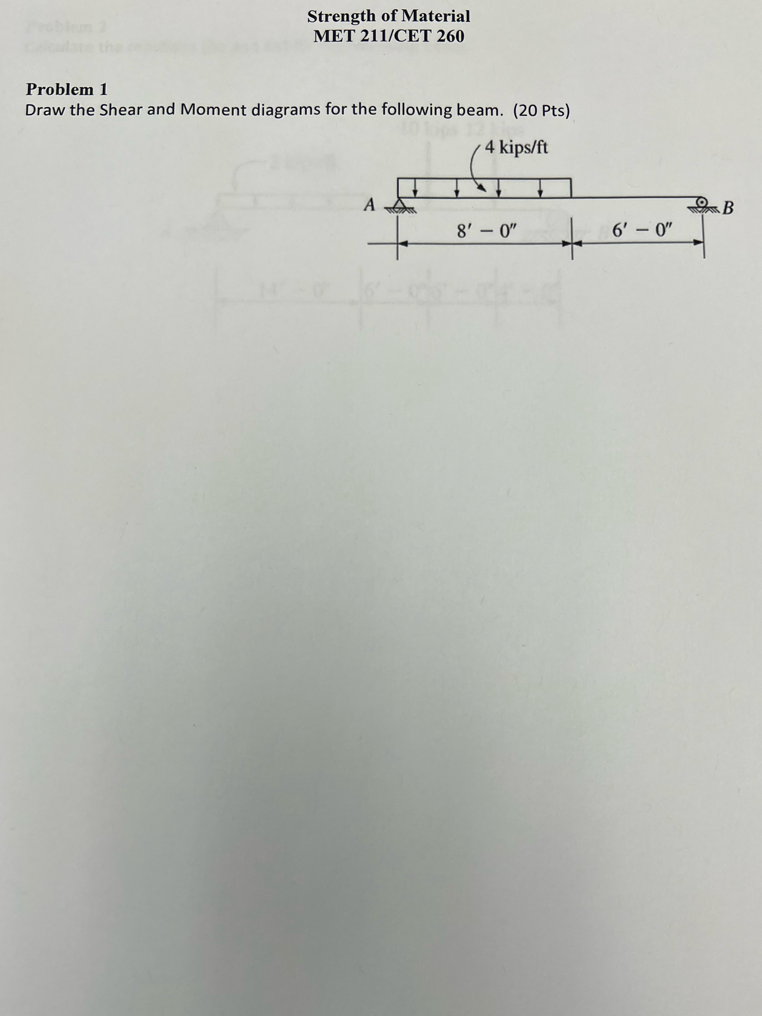 Strength of Material MET 2 1 1 / CET 2 6 0