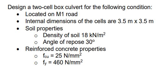 DESIGN THE CURVET Design a two - cell box culvert