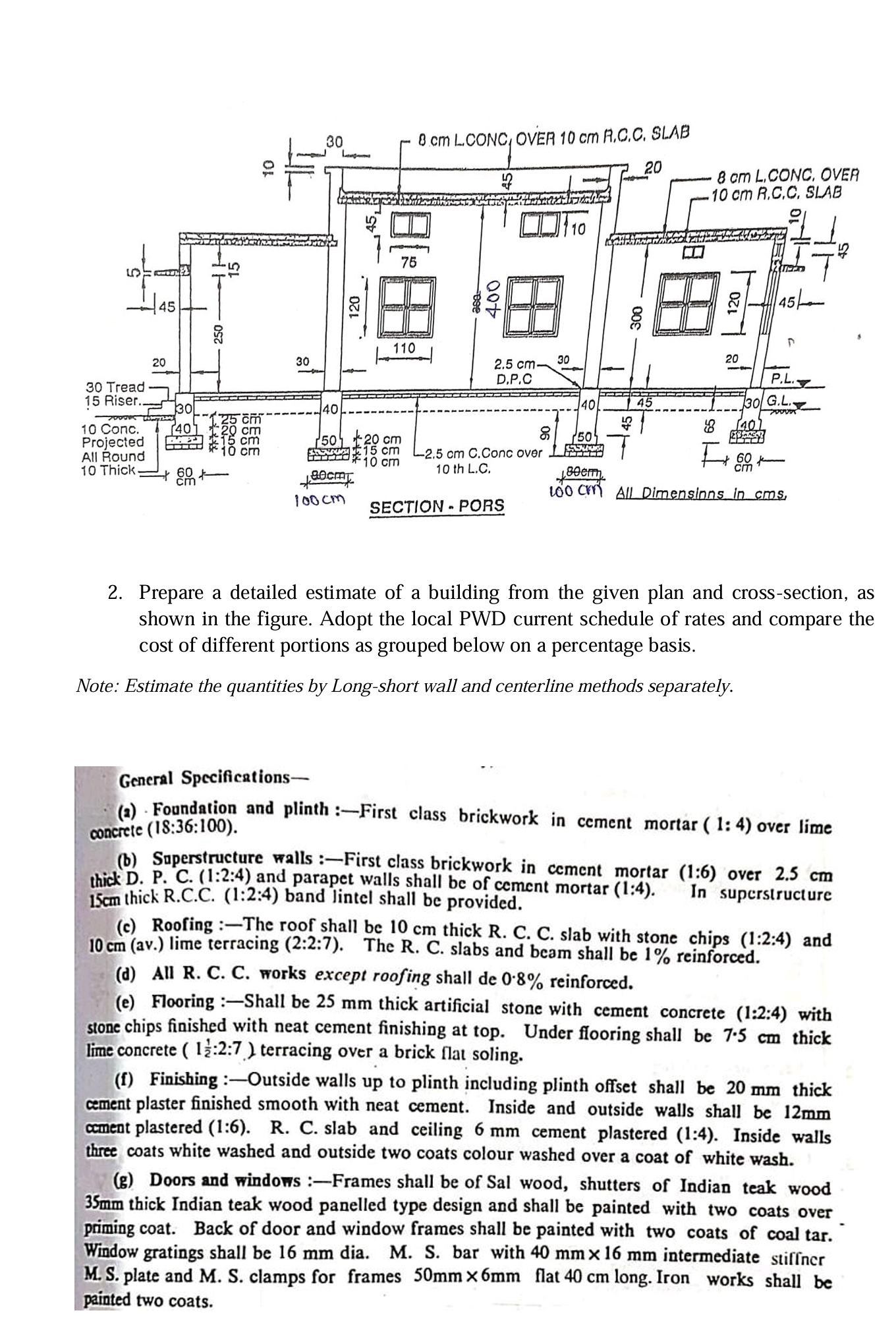 Prepare a detailed estimate of a building from
